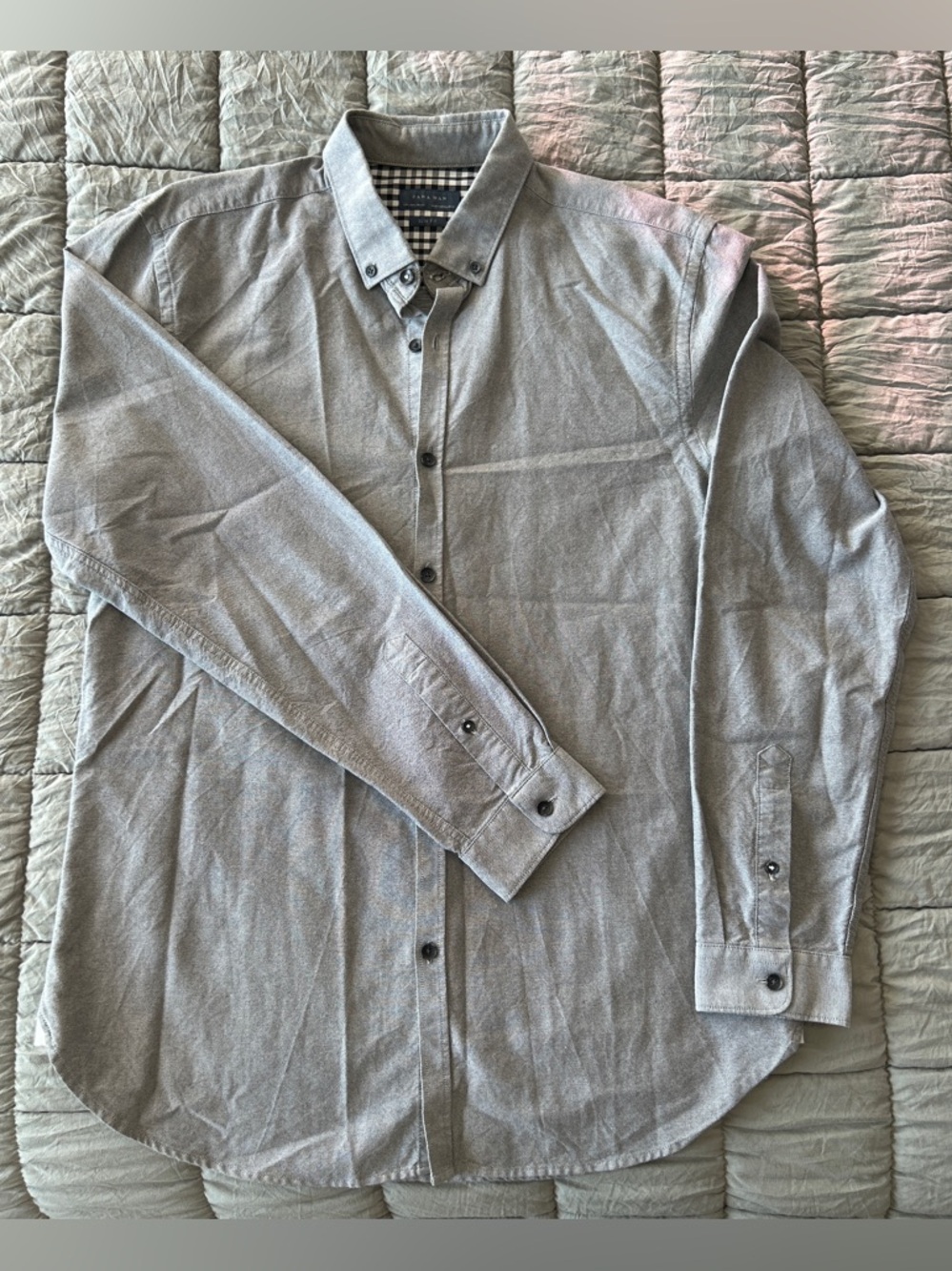 Zara Man Gray Button-Down Long Sleeve Shirt